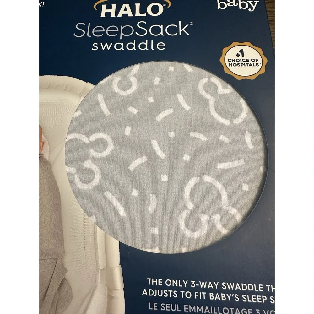 HALO SleepSack® Swaddle 100% Cotton‎ Disney Baby Mickey Gray Sz Small NEW